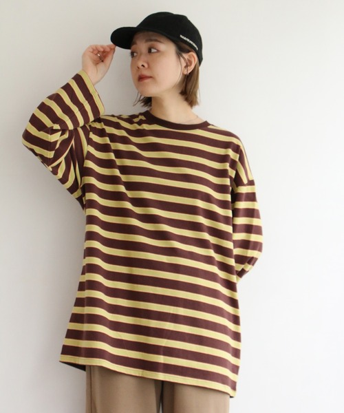 notch.（ノッチ）の「太マルチボーダーロンT（Tシャツ/カットソー・レディース・ブルー/グレー/ブラウン・M）」の14枚目の写真