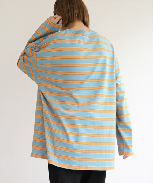 notch.（ノッチ）の「太マルチボーダーロンT（Tシャツ/カットソー・レディース・ブルー/グレー/ブラウン・M）」の15枚目の写真