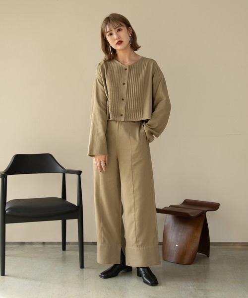 Amiur（エミレ）の「leave uncut set up（セットアップ・レディース・ブラック/ベージュ・FREE）」の7枚目の写真