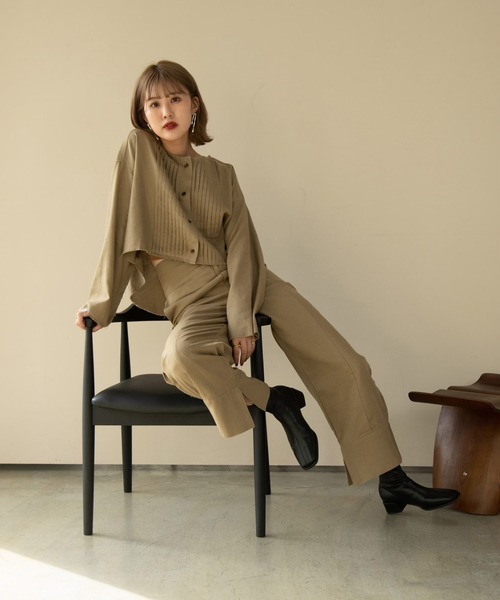 Amiur（エミレ）の「leave uncut set up（セットアップ・レディース・ブラック/ベージュ・FREE）」の6枚目の写真