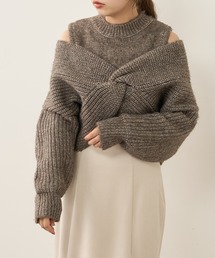 natural couture | 【WEB限定】ほわほわクロスニットアンサンブル(ニット/セーター)
