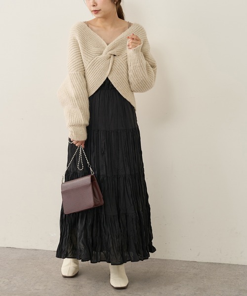 natural couture（ナチュラルクチュール）の「【WEB限定】ほわほわクロスニットアンサンブル（ニット/セーター・レディース・ベージュ/オフホワイト/ブラウン・FREE）」の14枚目の写真