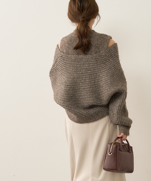 natural couture（ナチュラルクチュール）の「【WEB限定】ほわほわクロスニットアンサンブル（ニット/セーター・レディース・ベージュ/オフホワイト/ブラウン・FREE）」の8枚目の写真