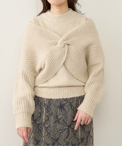 natural couture（ナチュラルクチュール）の「【WEB限定】ほわほわクロスニットアンサンブル（ニット/セーター・レディース・ベージュ/オフホワイト/ブラウン・FREE）」の17枚目の写真