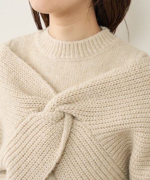 natural couture（ナチュラルクチュール）の「【WEB限定】ほわほわクロスニットアンサンブル（ニット/セーター・レディース・ベージュ/オフホワイト/ブラウン・FREE）」の9枚目の写真