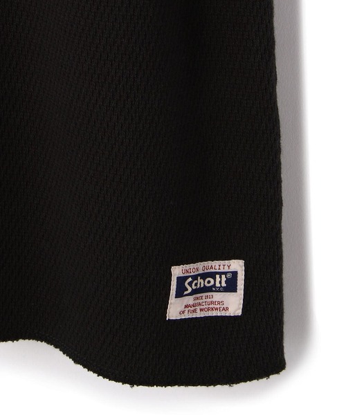 schott（ショット）の「Schott/ショット/LS HONEYCOMB HENLEYNECK T-SHIRT/ハニカム　ヘンリーネック（Tシャツ/カットソー・メンズ・ホワイト/ブラック/ライトブルーグレー・SMALL/X-LARGE/MEDIUM/XX-LARGE/LARGE）」の8枚目の写真