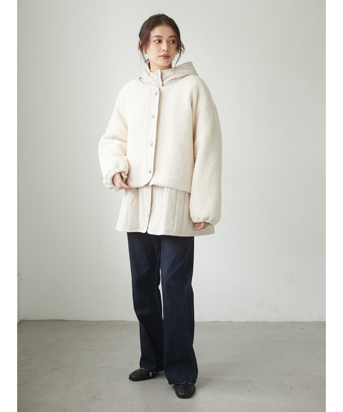 Green　Parks（グリーンパークス）の「【WEB限定】ボア×キルティングブルゾンセット＊（その他アウター・レディース・ベージュ/カーキ・FREE）」の5枚目の写真