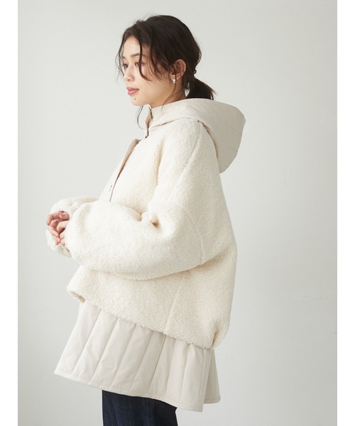 Green　Parks（グリーンパークス）の「【WEB限定】ボア×キルティングブルゾンセット＊（その他アウター・レディース・ベージュ/カーキ・FREE）」の6枚目の写真