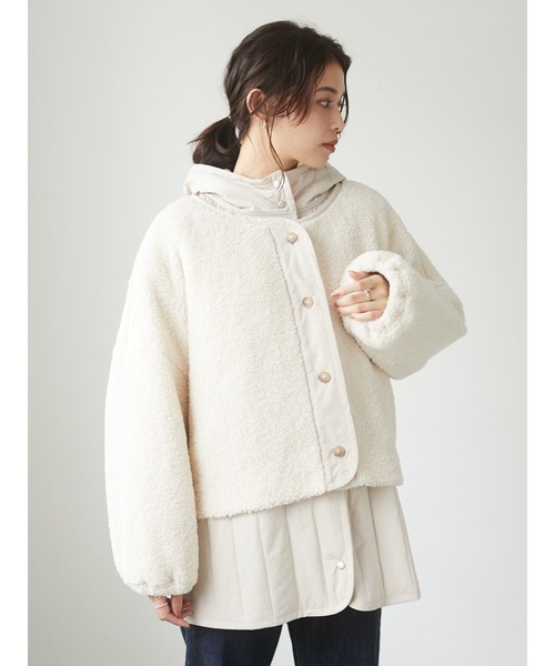 Green　Parks（グリーンパークス）の「【WEB限定】ボア×キルティングブルゾンセット＊（その他アウター・レディース・ベージュ/カーキ・FREE）」の7枚目の写真