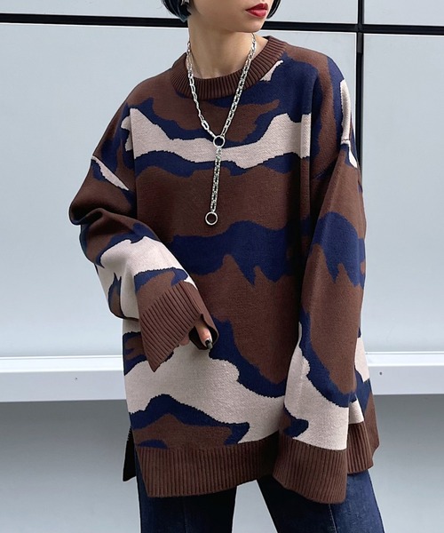 PAGEBOY（ページボーイ）の「モードマーブルニット（ニット/セーター・レディース・ブラック/ブラウン・FREE）」の2枚目の写真