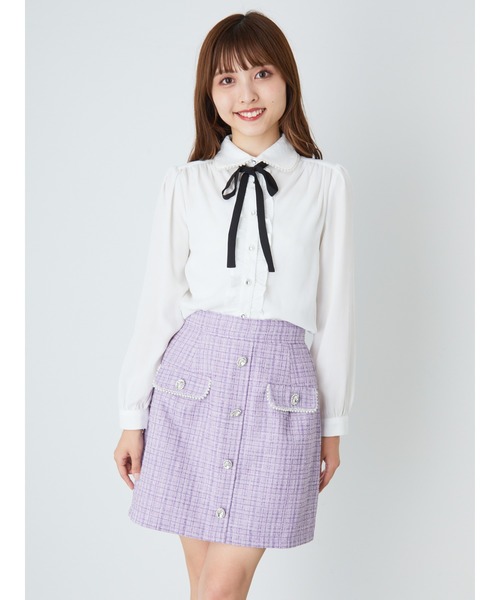 Ank Rouge(アンクルージュ)の「フロントビジューツイードミニSK(スカート・レディース・ブラック/パープル/ブルー・M)」の13枚目の写真