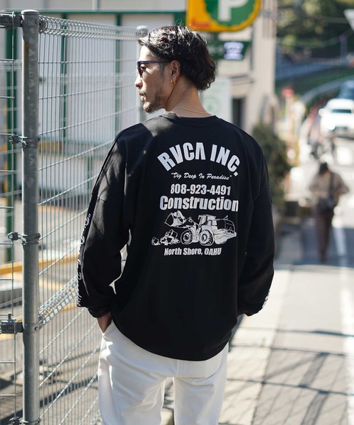 RVCA(ルーカ)の「【オンライン限定】RVCA メンズ DEEP DIG LONG SLEEVE ロングスリーブTシャツ【2021年秋冬モデル】/ルーカ袖プリント長袖バックプリントロンT(Tシャツ/カットソー・メンズ・ブラック/ブラウン/ホワイト・MEDIUM/LARGE/SMALL/X-LARGE)」の1枚目の写真