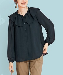 IEDIT | ＩＥＤＩＴ　顔まわり華やぐ　ラッフル衿の落ち感ブラウスとインナータンクトップのトップスセット(シャツ/ブラウス)