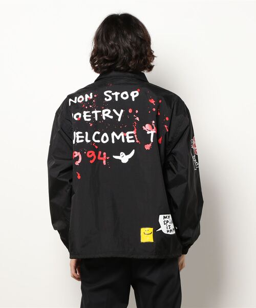 Mark Gonzales(マーク・ゴンザレス)の「【 Mark Gonzales / マークゴンザレス 】 1 cent. COACHES JACKET / ナイロン コーチ ジャケット(ナイロンジャケット・メンズ・ブラック・M/L)」の4枚目の写真