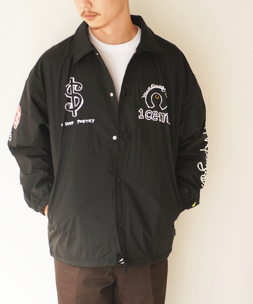 Mark Gonzales(マーク・ゴンザレス)の「【 Mark Gonzales / マークゴンザレス 】 1 cent. COACHES JACKET / ナイロン コーチ ジャケット(ナイロンジャケット・メンズ・ブラック・M/L)」の8枚目の写真