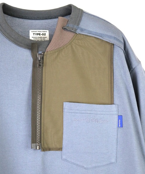 elephant TRIBAL fabrics（エレファントトライバルファブリックス）の「elephant TRIBAL fabrics  HYBRID L-S SHIRT（Tシャツ/カットソー・メンズ・グレイッシュブルー/ブラック・FREE）」の7枚目の写真