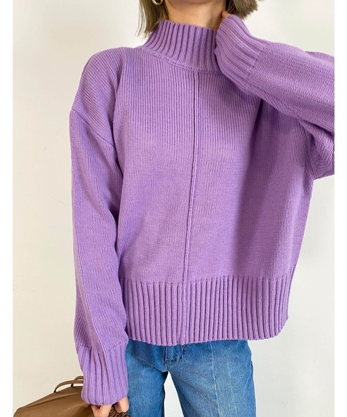 MLI'A（エムリア）の「センターシームタートルニット（ニット/セーター・レディース・レッド/ブルー/グリーン/アイボリー/グレー系その他/イエロー系その他/ブラック系その他2/ライトグリーン/ピンク/パープル・M）」の7枚目の写真