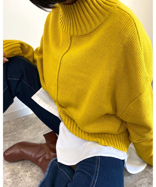 MLI'A（エムリア）の「センターシームタートルニット（ニット/セーター・レディース・レッド/ブルー/グリーン/アイボリー/グレー系その他/イエロー系その他/ブラック系その他2/ライトグリーン/ピンク/パープル・M）」の8枚目の写真