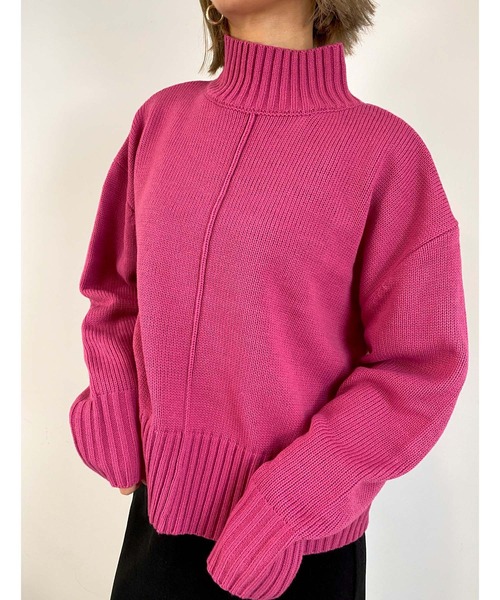 MLI'A（エムリア）の「センターシームタートルニット（ニット/セーター・レディース・レッド/ブルー/グリーン/アイボリー/グレー系その他/イエロー系その他/ブラック系その他2/ライトグリーン/ピンク/パープル・M）」の9枚目の写真