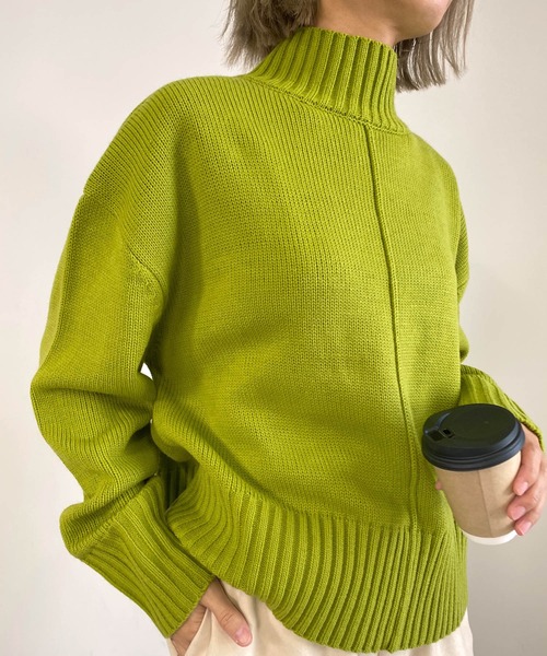 MLI'A（エムリア）の「センターシームタートルニット（ニット/セーター・レディース・レッド/ブルー/グリーン/アイボリー/グレー系その他/イエロー系その他/ブラック系その他2/ライトグリーン/ピンク/パープル・M）」の18枚目の写真