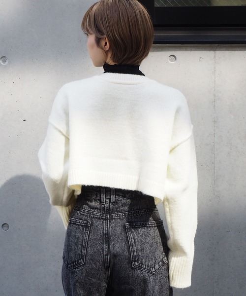 tiptop（ティップトップ）の「【2023AW新色登場/5色展開】前後2wayもちもちショート丈ニットカーディガン（カーディガン/ボレロ・レディース・ブラック/パープル/グリーン/アイボリー/ダークブルー/ブルー/ライトブルー/グリーン系その他/サックスブルー・FREE）」の21枚目の写真