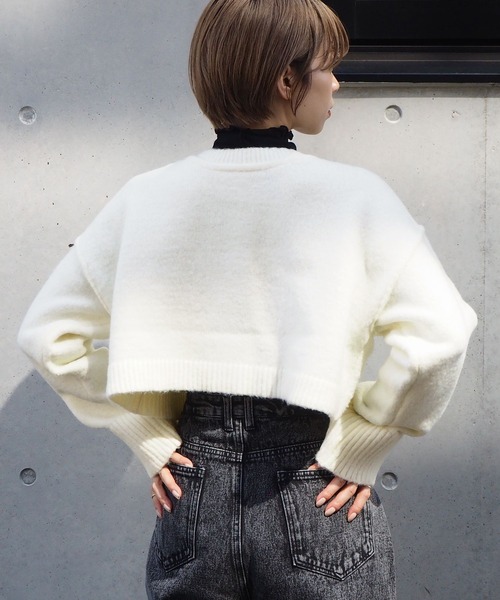 tiptop（ティップトップ）の「【2023AW新色登場/5色展開】前後2wayもちもちショート丈ニットカーディガン（カーディガン/ボレロ・レディース・ブラック/パープル/グリーン/アイボリー/ダークブルー/ブルー/ライトブルー/グリーン系その他/サックスブルー・FREE）」の17枚目の写真