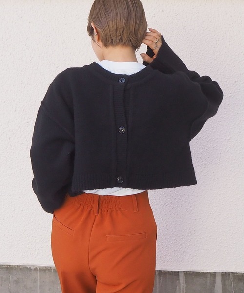 tiptop（ティップトップ）の「【2023AW新色登場/5色展開】前後2wayもちもちショート丈ニットカーディガン（カーディガン/ボレロ・レディース・ブラック/パープル/グリーン/アイボリー/ダークブルー/ブルー/ライトブルー/グリーン系その他/サックスブルー・FREE）」の14枚目の写真