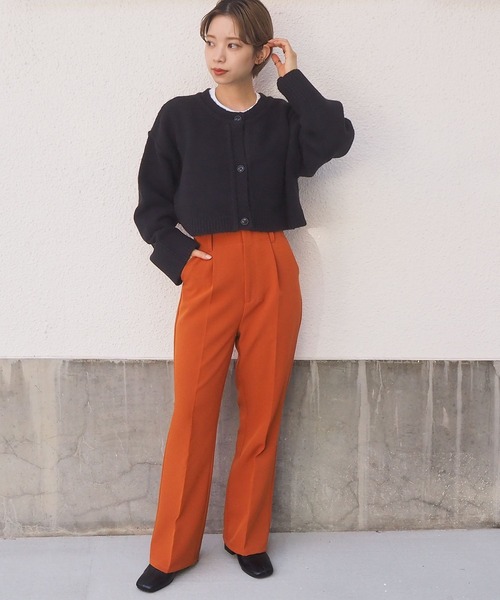 tiptop（ティップトップ）の「【2023AW新色登場/5色展開】前後2wayもちもちショート丈ニットカーディガン（カーディガン/ボレロ・レディース・ブラック/パープル/グリーン/アイボリー/ダークブルー/ブルー/ライトブルー/グリーン系その他/サックスブルー・FREE）」の18枚目の写真