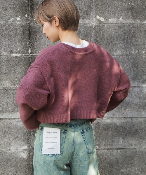 tiptop（ティップトップ）の「【2023AW新色登場/5色展開】前後2wayもちもちショート丈ニットカーディガン（カーディガン/ボレロ・レディース・ブラック/パープル/グリーン/アイボリー/ダークブルー/ブルー/ライトブルー/グリーン系その他/サックスブルー・FREE）」の20枚目の写真