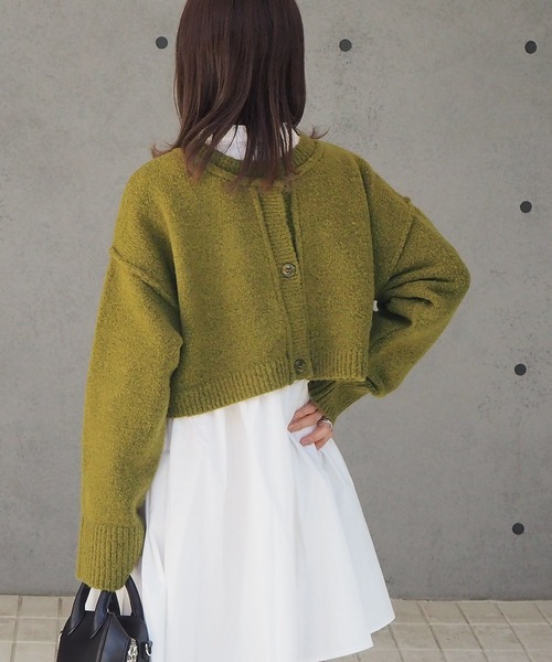 tiptop（ティップトップ）の「【2023AW新色登場/5色展開】前後2wayもちもちショート丈ニットカーディガン（カーディガン/ボレロ・レディース・ブラック/パープル/グリーン/アイボリー/ダークブルー/ブルー/ライトブルー/グリーン系その他/サックスブルー・FREE）」の15枚目の写真