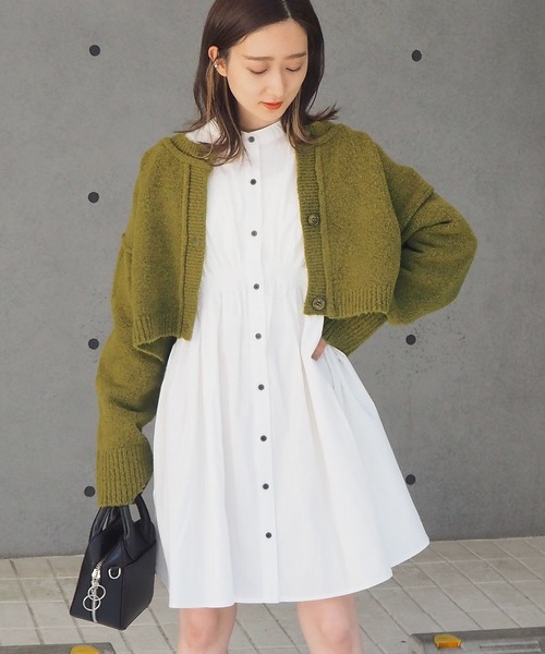 tiptop（ティップトップ）の「【2023AW新色登場/5色展開】前後2wayもちもちショート丈ニットカーディガン（カーディガン/ボレロ・レディース・ブラック/パープル/グリーン/アイボリー/ダークブルー/ブルー/ライトブルー/グリーン系その他/サックスブルー・FREE）」の12枚目の写真