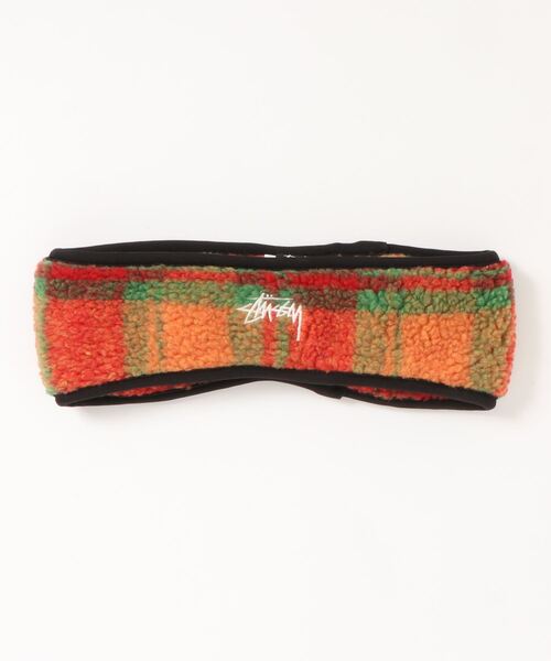 STUSSY(ステューシー)の「【STUSSY / ステューシー】 Plaid Polar Fleece Headband(その他小物・メンズ・ブラック/オレンジ系その他・FREE)」の1枚目の写真