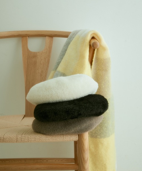 VIS（ビス）の「【洗える・抗菌防臭】ふわふわシャギーベレー帽（ハンチング/ベレー帽・レディース・ホワイト/ブラック/グレー系その他・FREE）」の10枚目の写真