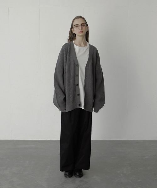 remer（リメール）の「loose basic waffle cardigan/ルーズベーシックワッフルカーディガン（カーディガン/ボレロ・メンズ・チャコールグレー/ブラック/グレー・SMALL/MEDIUM/LARGE）」の8枚目の写真