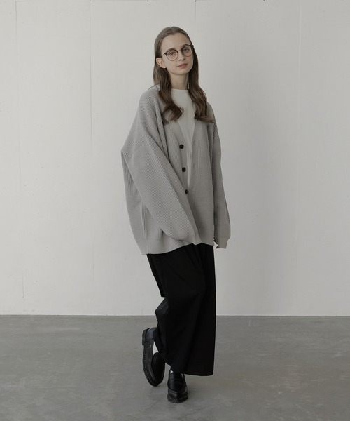 remer（リメール）の「loose basic waffle cardigan/ルーズベーシックワッフルカーディガン（カーディガン/ボレロ・メンズ・チャコールグレー/ブラック/グレー・SMALL/MEDIUM/LARGE）」の15枚目の写真