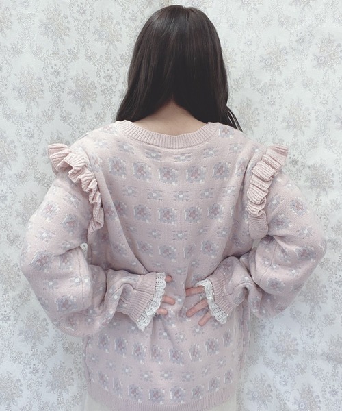 Swankiss(スワンキス)の「JF flower J/Q C/D(ニット/セーター・レディース・オフホワイト/サックスブルー/ピンク・FREE)」の17枚目の写真