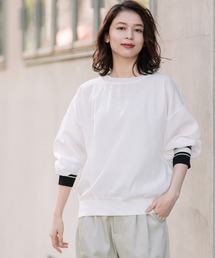 Munich | キュプラコットンツイル×ニットリブ　ラウンドネックプルオーバー(シャツ/ブラウス)