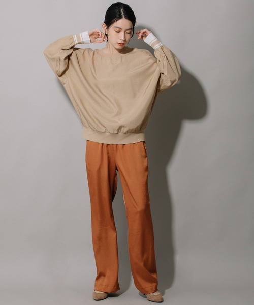 Munich(ミューニック)の「布帛×ニットリブラウンドネックプルオーバー(シャツ/ブラウス・レディース・ホワイト/ブラック/ベージュ・FREE)」の8枚目の写真