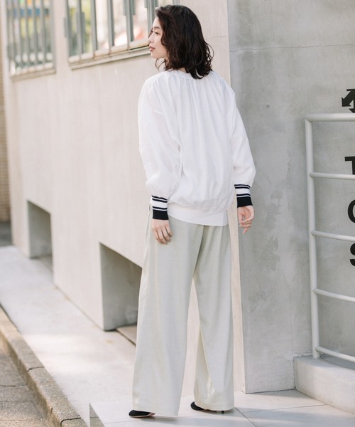 Munich(ミューニック)の「布帛×ニットリブラウンドネックプルオーバー(シャツ/ブラウス・レディース・ホワイト/ブラック/ベージュ・FREE)」の16枚目の写真