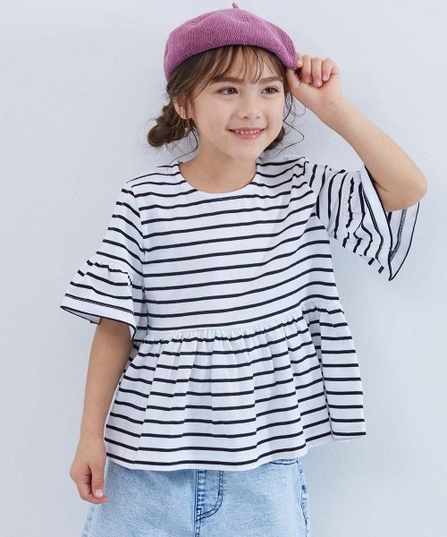 devirock(デビロック)の「Aライン 半袖Tシャツ(Tシャツ/カットソー・キッズ・スミクロ/パープル系その他/サックスブルー/ホワイト/ベージュ/イエロー系3/グリーン系その他2/グレイッシュブルー/ホワイト系2・120cm/150cm/160cm/130cm/100cm/140cm/110cm)」の3枚目の写真