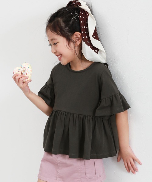 devirock(デビロック)の「Aライン 半袖Tシャツ(Tシャツ/カットソー・キッズ・スミクロ/パープル系その他/サックスブルー/ホワイト/ベージュ/イエロー系3/グリーン系その他2/グレイッシュブルー/ホワイト系2・120cm/150cm/160cm/130cm/100cm/140cm/110cm)」の4枚目の写真