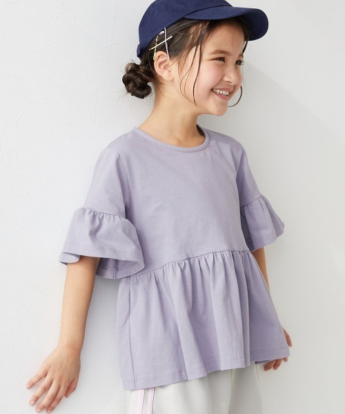 devirock(デビロック)の「Aライン 半袖Tシャツ(Tシャツ/カットソー・キッズ・スミクロ/パープル系その他/サックスブルー/ホワイト/ベージュ/イエロー系3/グリーン系その他2/グレイッシュブルー/ホワイト系2・120cm/150cm/160cm/130cm/100cm/140cm/110cm)」の7枚目の写真