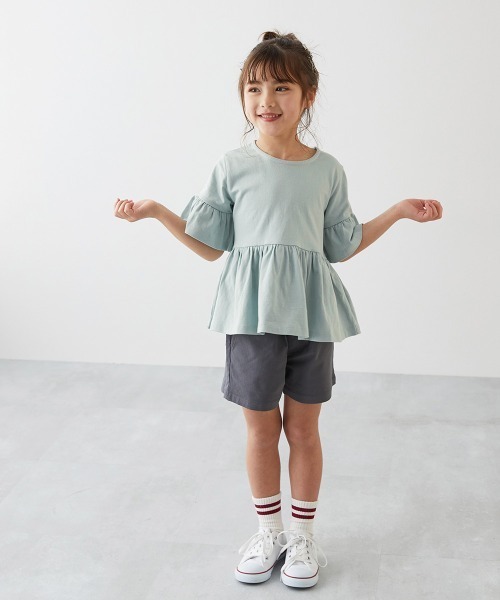 devirock(デビロック)の「Aライン 半袖Tシャツ(Tシャツ/カットソー・キッズ・スミクロ/パープル系その他/サックスブルー/ホワイト/ベージュ/イエロー系3/グリーン系その他2/グレイッシュブルー/ホワイト系2・120cm/150cm/160cm/130cm/100cm/140cm/110cm)」の12枚目の写真