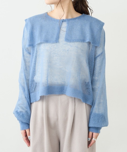 PUAL CE CIN（ピュアルセシン）の「モヘア混セーラーカラープルオーバー（ニット/セーター・レディース・ブラック/ブラウン/ブルー・FREE）」の16枚目の写真