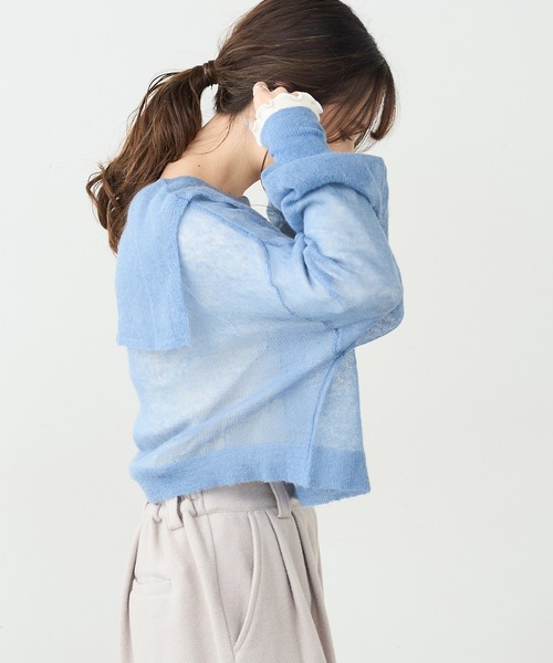 PUAL CE CIN（ピュアルセシン）の「モヘア混セーラーカラープルオーバー（ニット/セーター・レディース・ブラック/ブラウン/ブルー・FREE）」の7枚目の写真