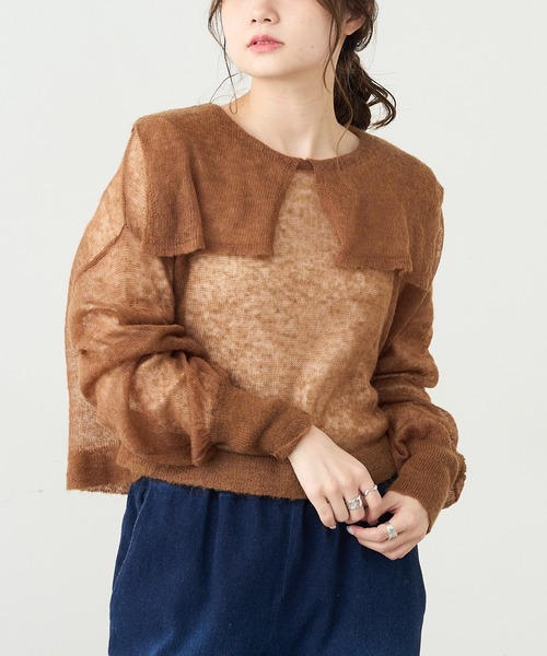 PUAL CE CIN（ピュアルセシン）の「モヘア混セーラーカラープルオーバー（ニット/セーター・レディース・ブラック/ブラウン/ブルー・FREE）」の10枚目の写真