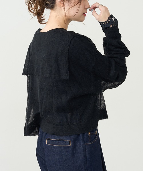 PUAL CE CIN（ピュアルセシン）の「モヘア混セーラーカラープルオーバー（ニット/セーター・レディース・ブラック/ブラウン/ブルー・FREE）」の6枚目の写真