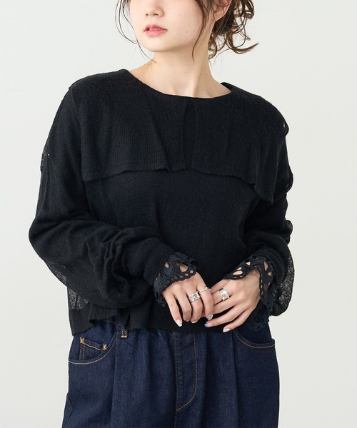 PUAL CE CIN（ピュアルセシン）の「モヘア混セーラーカラープルオーバー（ニット/セーター・レディース・ブラック/ブラウン/ブルー・FREE）」の13枚目の写真