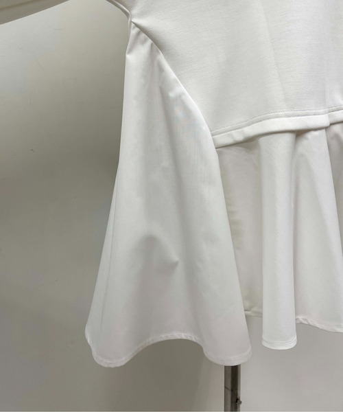 PICCIN（ピッチン）の「異素材ドッキングフードプルオーバー（パーカー・レディース・オフホワイト/ブラック・M）」の7枚目の写真