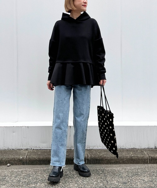 PICCIN（ピッチン）の「異素材ドッキングフードプルオーバー（パーカー・レディース・オフホワイト/ブラック・M）」の21枚目の写真